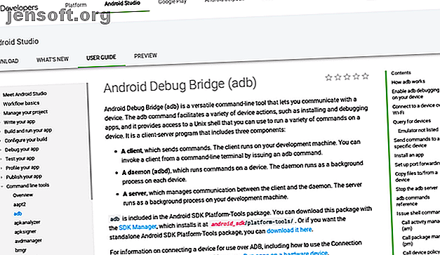 Page Web développeurs Android décrivant ADB