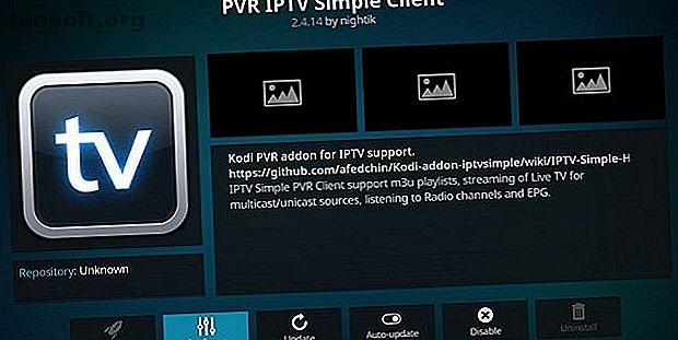 Fenêtre d'installation PVR IPTV Simple Client