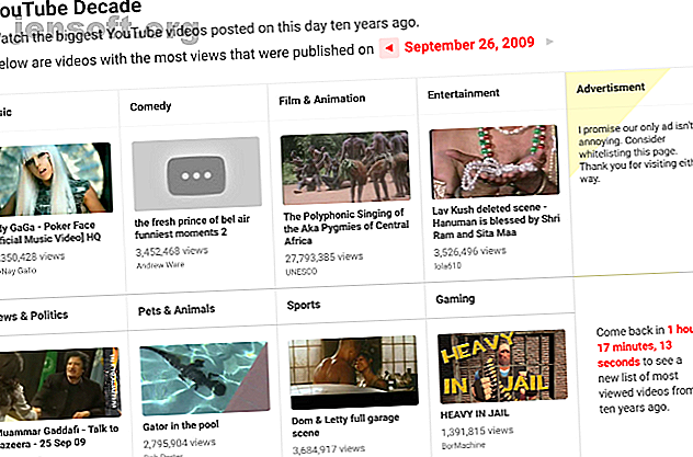 YouTube Decade vous montre les meilleures vidéos du jour d'il y a 10 ans