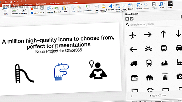 Le complément Noun Project pour PowerPoint fournit des icônes et des émoticônes gratuits.