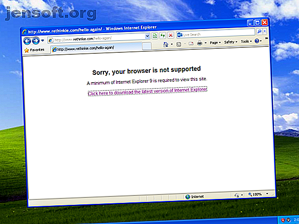 Internet Explorer 8 non pris en charge sous Windows XP