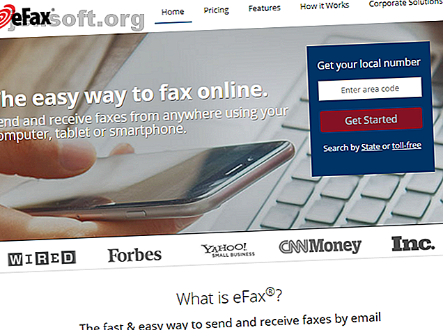 Site Web principal du service de télécopie en ligne eFax