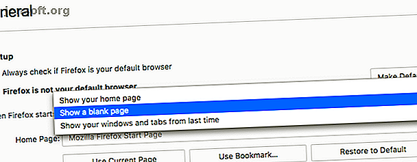 Configurez Firefox pour afficher une page vierge afin de l'accélérer.