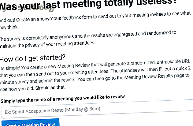 Inutile Meetings propose aux employés un formulaire de retour anonyme pour les informer de ce qu'ils pensent des réunions d'équipe.