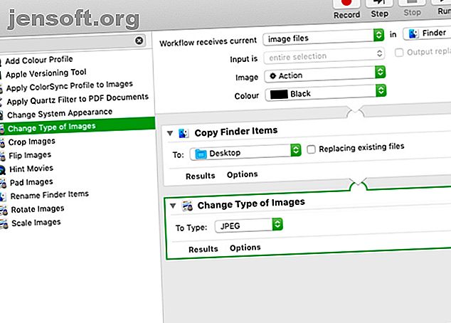 Flux de travail Automator pour créer un bouton d'action rapide permettant de convertir des images au format JPG