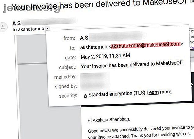 E-mail reçu sur un alias Gmail créé à l'aide d'un séparateur