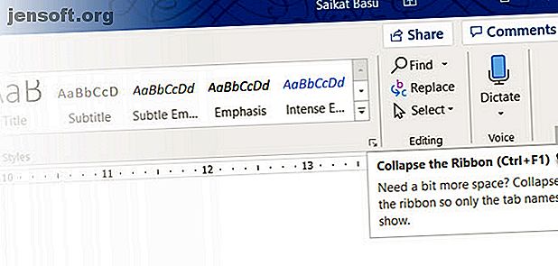 Masquer le ruban Microsoft Word avec une touche de raccourci