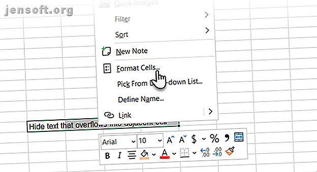 Sélectionnez Formater les cellules pour masquer le texte en excès dans Excel