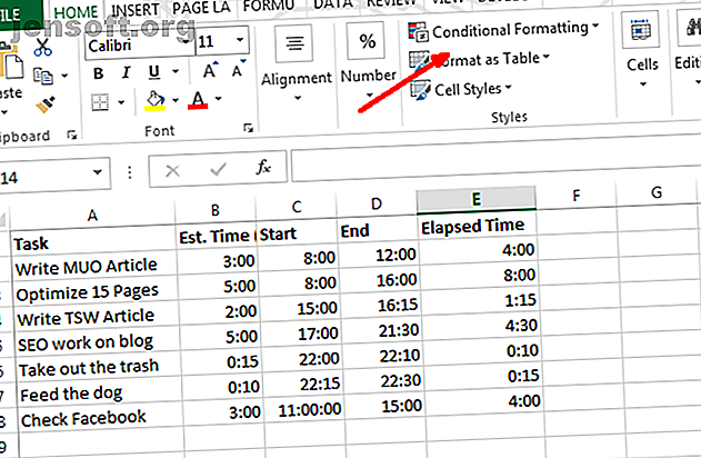 Ceci est une capture d'écran démontrant la mise en forme conditionnelle dans Excel