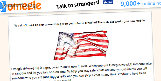 Capture d'écran de la page d'accueil de Omegle
