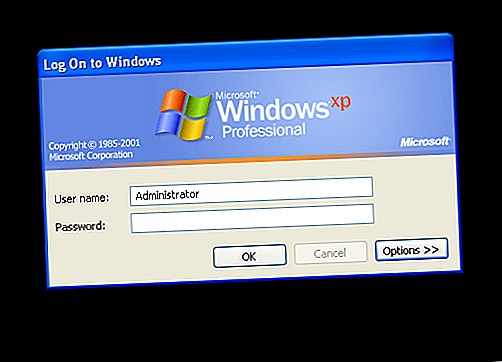 Cela montre l'écran de connexion sur Windows XP