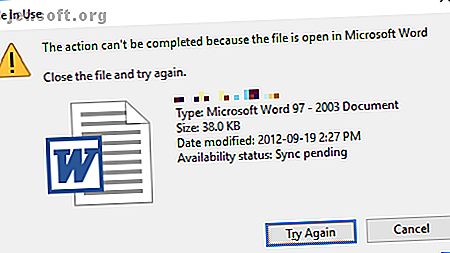Fichier Windows utilisé dans un autre programme ou système.