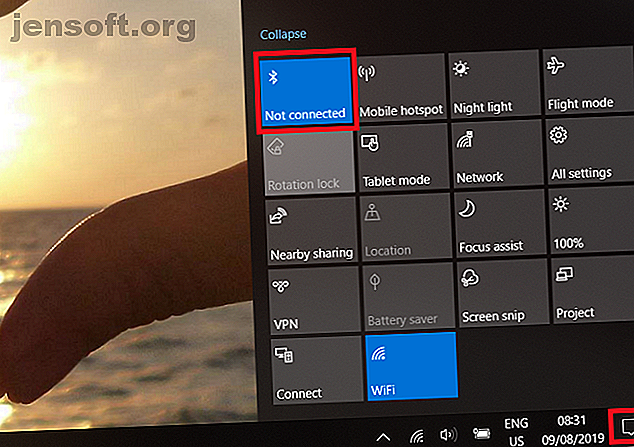 activer le centre d'action Windows 10 Bluetooth