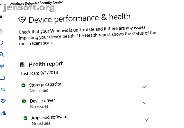 Santé et performances des périphériques Windows Defender
