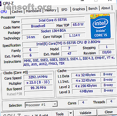 Présentation du diagnostic Windows du CPU-Z