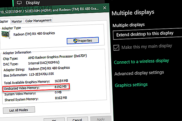 Informations sur la RAM vidéo Windows 10