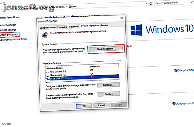 créer un point de restauration dans Windows 10