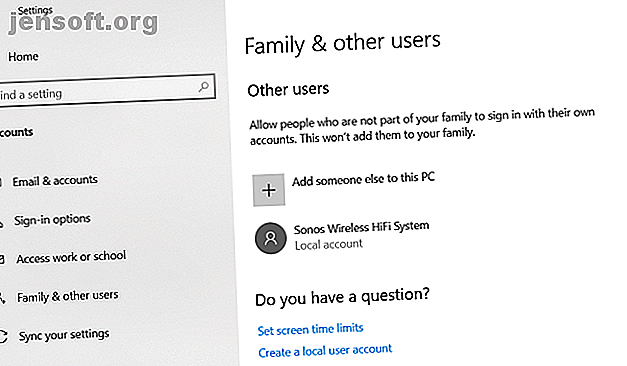 Windows 10: ajouter un utilisateur à un compte local