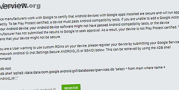 écran d'enregistrement pour les appareils Android non enregistrés
