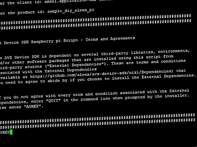 Raspberry Pi Alexa SDK Conditions Accord
