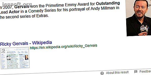 Résultat de la recherche Google sur Ricky Gervais