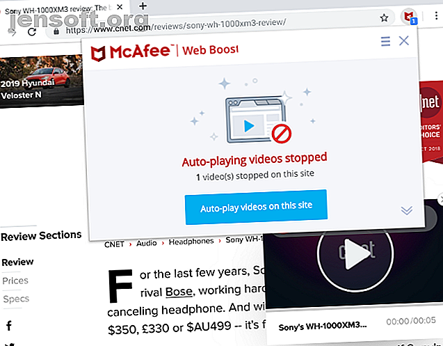 McAfee Web Boost arrête la lecture automatique de vidéos