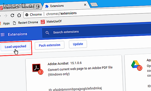 Cliquez sur Charger décompressé pour installer une extension dans Chrome.