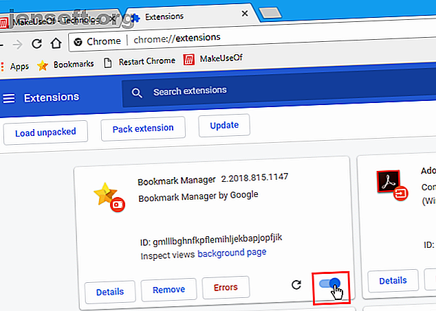 Extension de Bookmark Manager installée dans Chrome