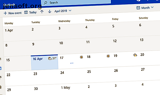 application web du calendrier Outlook