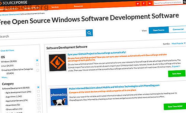 Listes de développement de logiciels SourceForge