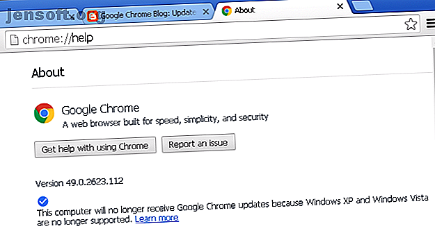 Google Chrome sur Windows XP non pris en charge