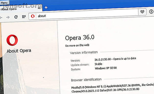 Opera fonctionnant sous Windows XP