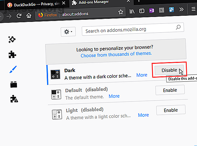 Désactiver le thème sombre dans Firefox