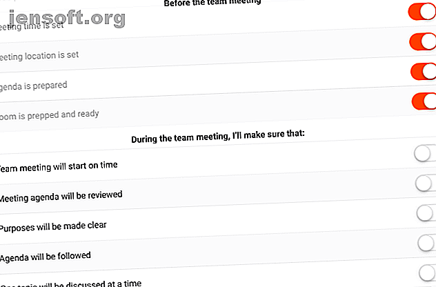 utiliser la liste de contrôle d'équipe pour assurer le bon déroulement de la réunion