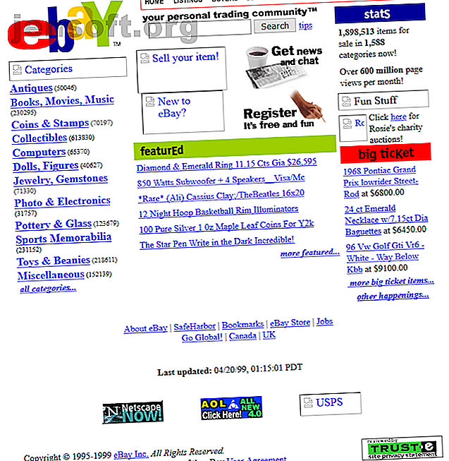 Une capture d'écran d'eBay en 1999