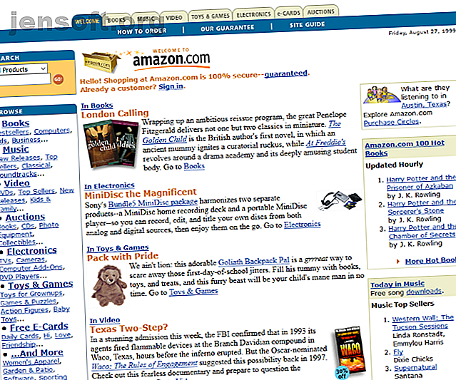 Capture d'écran du site Web d'Amazon en 1999