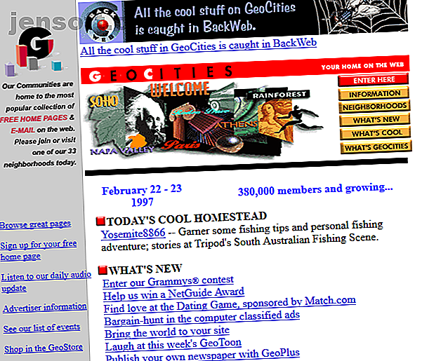 Capture d'écran du site Web de GeoCities en 1997