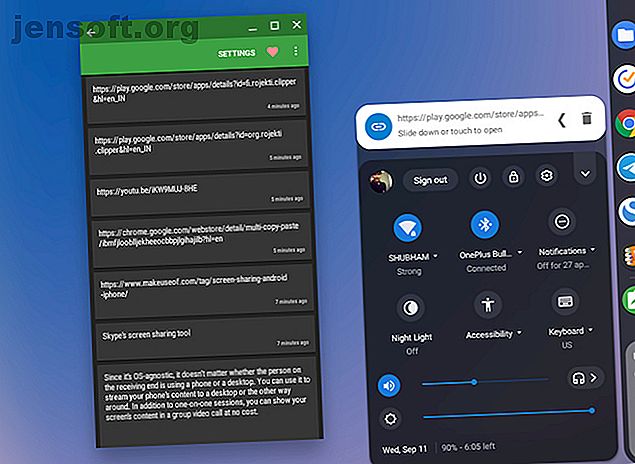 Actions du Presse-papiers Application Android sur Chrome OS