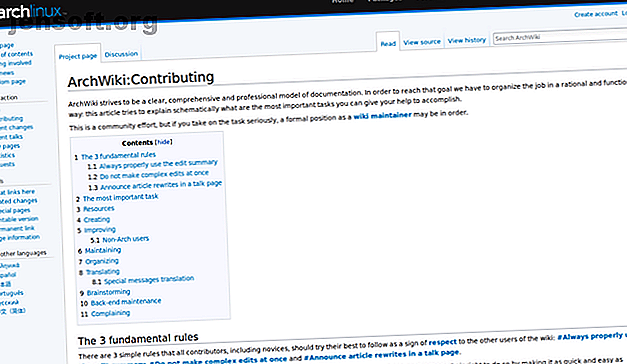 Page Arch Wiki sur la documentation contributive