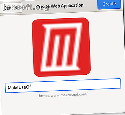 Fenêtre demandant de créer une application Web dans GNOME Web