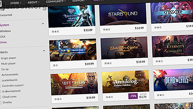 Le site Web de GOG listant les jeux disponibles sous Linux