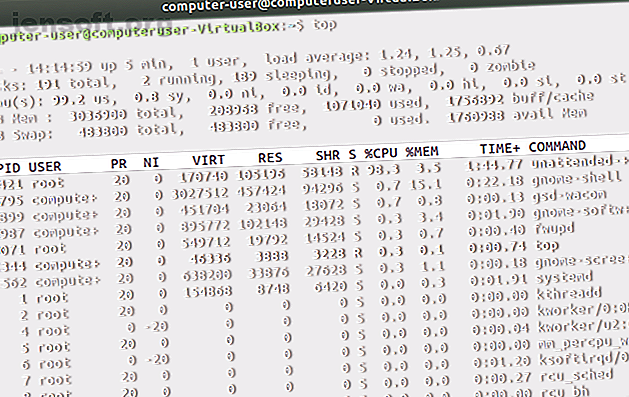 Un terminal Linux affichant la commande top