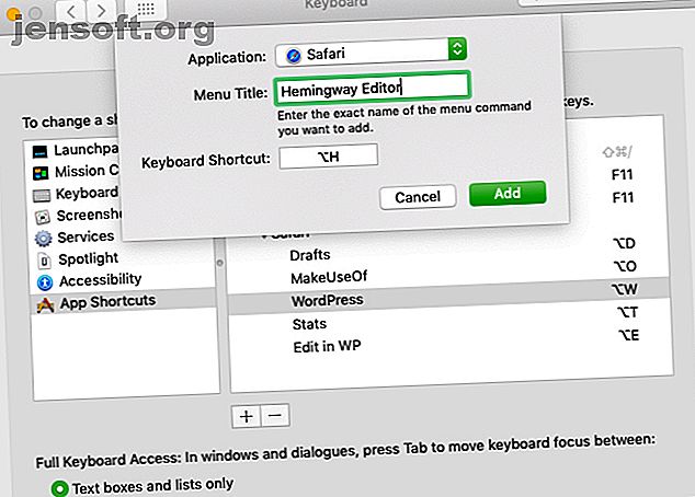 créer un raccourci personnalisé pour le signet dans Safari sur Mac