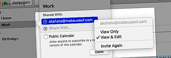 Calendrier partagé dans Apple Calendar sur Mac