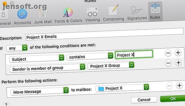 Déplacer les e-mails du projet Règle Mac Mail