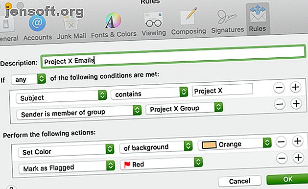 E-mail du projet couleur règle Mac Mail