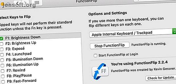 Volet Paramètres de l'application FunctionFlip sous macOS