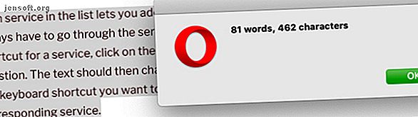 Sortie du service de compteur de mots dans Opera sur macOS