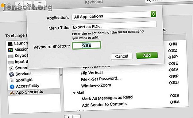 Tous les raccourcis d'application pour l'exportation au format PDF Mac