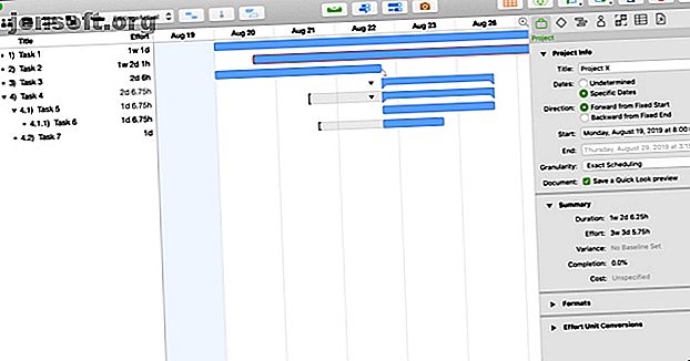 OmniPlan 3 sur le diagramme de Gantt pour Mac